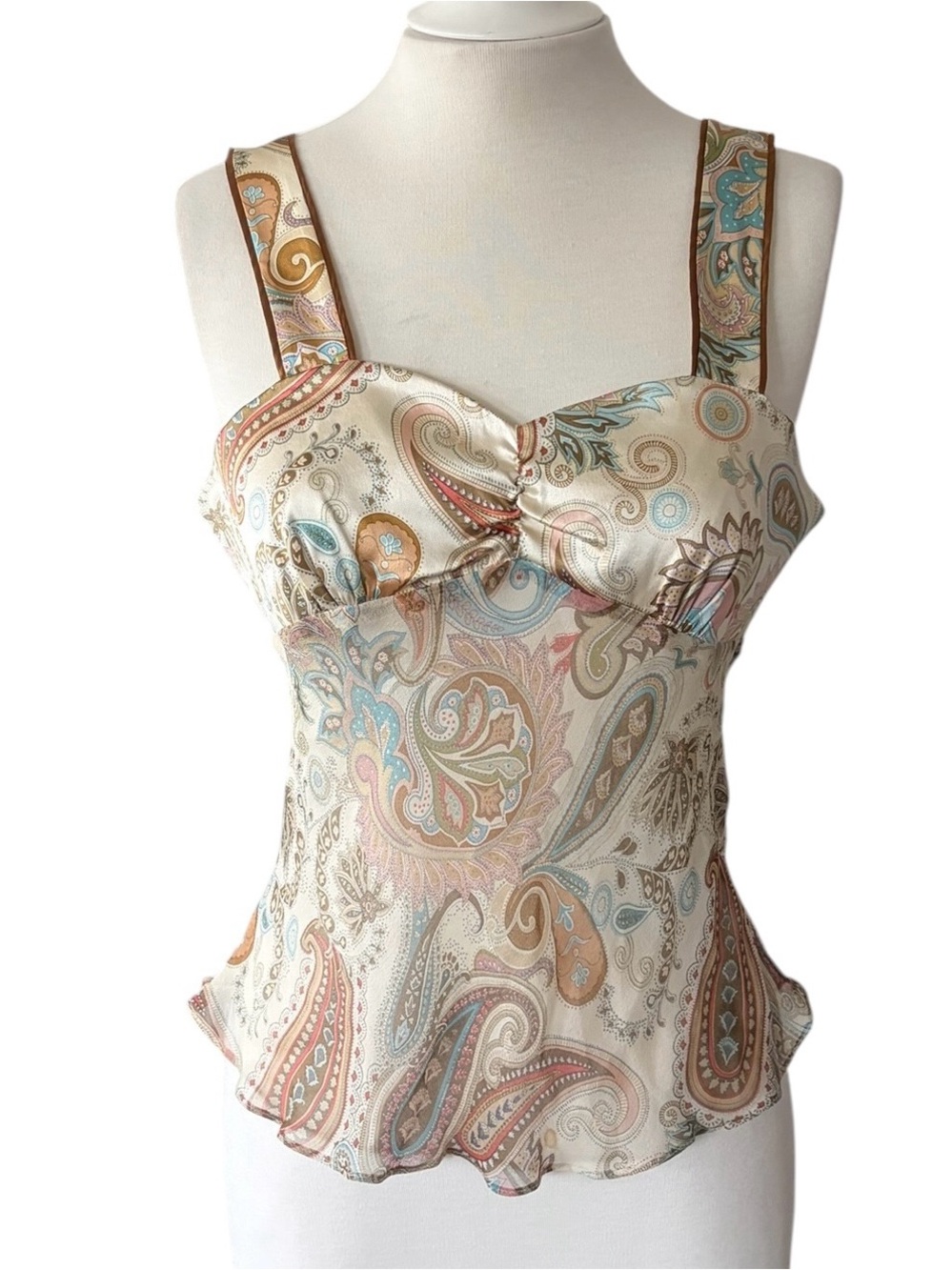 Aqua VTG 90s Y2K Slip Lingerie
Cami Top Lace Paisley
Floral Silk Size L